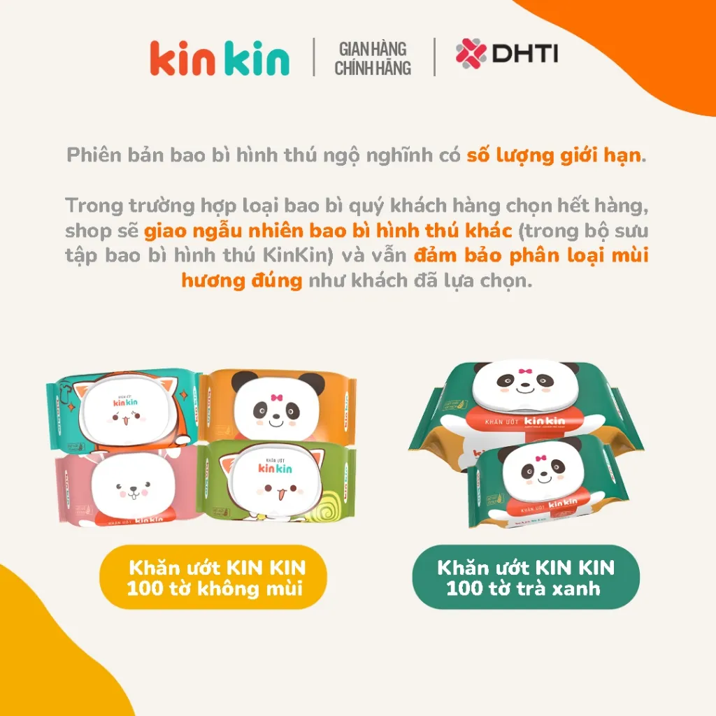 Ảnh -Khăn ướt trẻ em Kin Kin gói 100 tờ tiết kiệm cho mẹ - an toàn cho bé 2