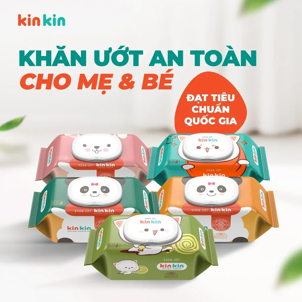 Ảnh -Khăn ướt trẻ em Kin Kin gói 100 tờ tiết kiệm cho mẹ - an toàn cho bé 4