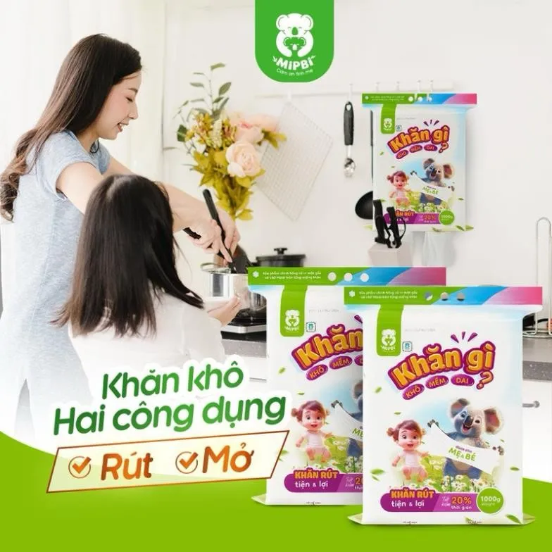 Ảnh KHĂN VẢI KHÔ ĐA NĂNG DÀNH CHO MẸ VÀ BÉ MIPBI 900g / 1000g 2