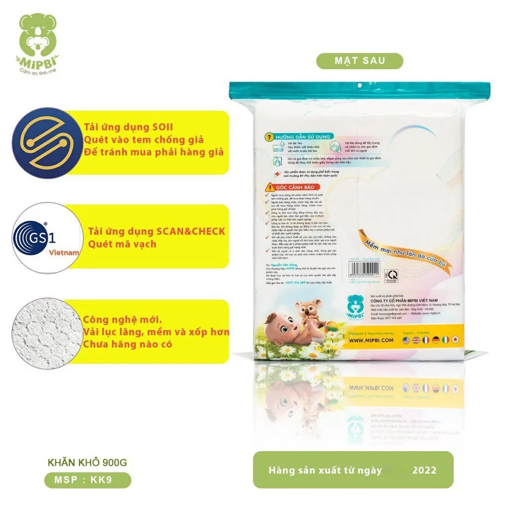 Ảnh KHĂN VẢI KHÔ ĐA NĂNG DÀNH CHO MẸ VÀ BÉ MIPBI 900g / 1000g 3
