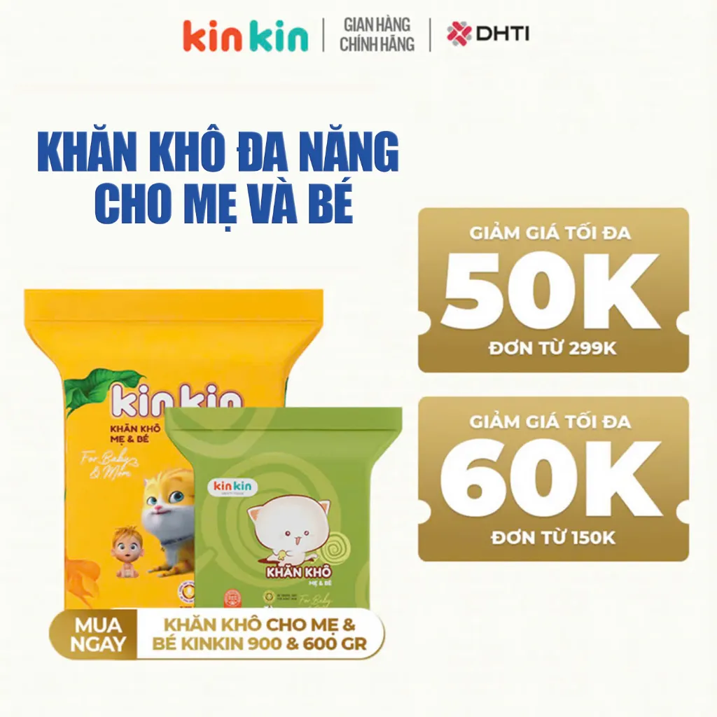 Ảnh Khăn vải khô đa năng mẹ và bé Kin Kin túi 900gr/600gr tiết kiệm cho mẹ, an toàn cho bé 1
