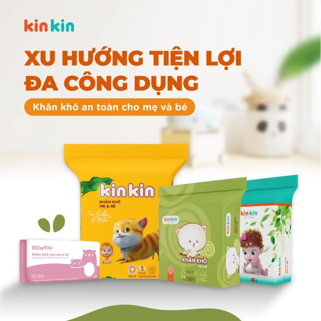 Ảnh Khăn vải khô đa năng mẹ và bé Kin Kin túi 900gr/600gr tiết kiệm cho mẹ, an toàn cho bé 3