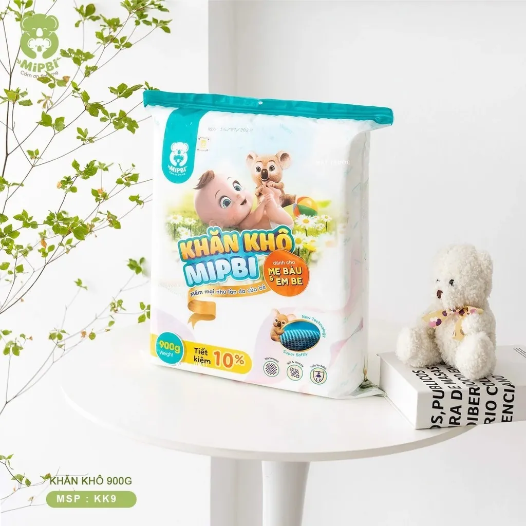 Ảnh Khăn vải khô Mipbi đa năng, cao cấp, an toàn cho Mẹ và Bé, mềm mại, dịu nhẹ - Trắng - 900g - KKO14200102 3