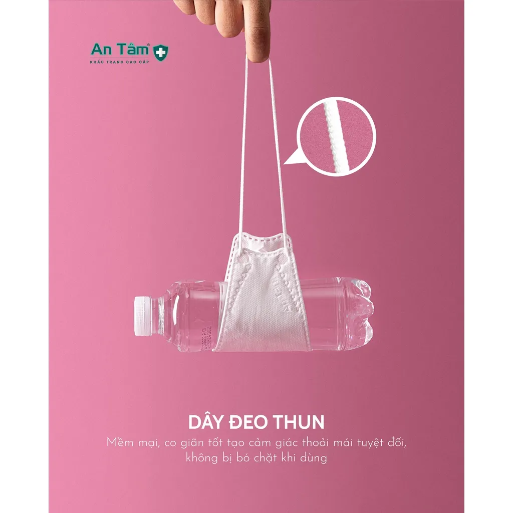 Ảnh Khẩu trang 4D FK94 Hàn Quốc 4 lớp thông thoáng, Vải Không Dệt & Giấy Kháng Khuẩn - Chính hãng AN TÂM - Túi 10 cái 3