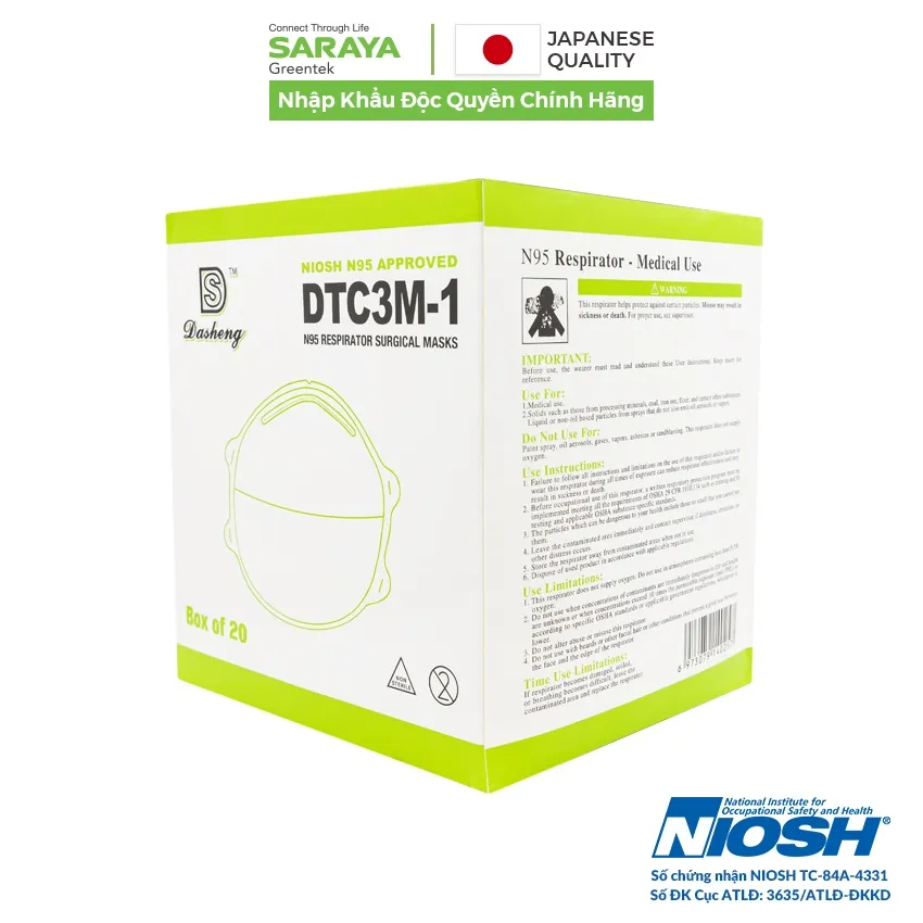 Ảnh Khẩu trang lọc bụi DTC3M-1 N95, đạt tiêu chuẩn NIOSH của Mỹ 2