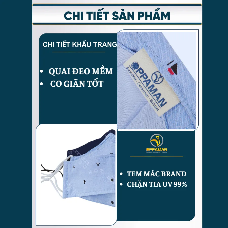Ảnh Khẩu trang vải chống nắng cotton cao cấp chống tia uv siêu mát xịn dễ thở OKT3 OPPAMAN 3