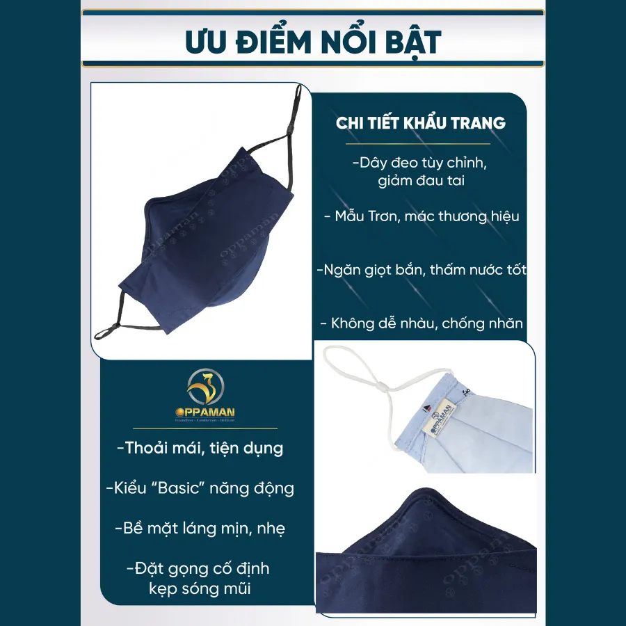 Ảnh Khẩu trang vải chống tia uv khẩu trang nhật khẩu trang nam cao cấp cotton xịn mịn OKT4 OPPAMAN 2