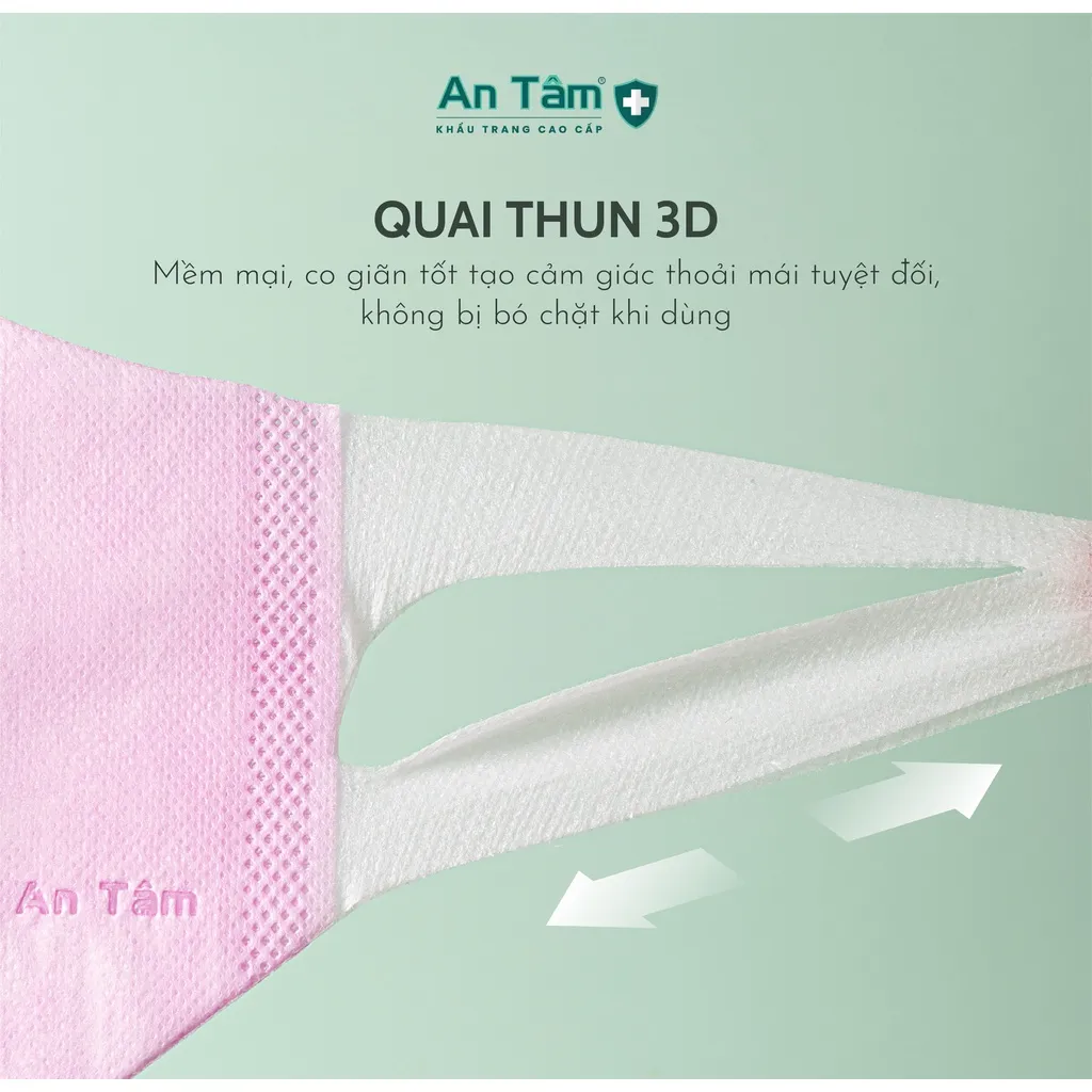 Ảnh Khẩu trang y tế 3D Nhật Bản 3 lớp Giấy kháng khuẩn & Vải không dệt - Chính Hãng AN TÂM - Hộp 50 cái 3