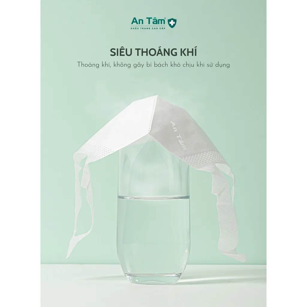 Ảnh Khẩu trang y tế 3D Nhật Bản 3 lớp Giấy kháng khuẩn & Vải không dệt - Chính Hãng AN TÂM - Hộp 50 cái 4