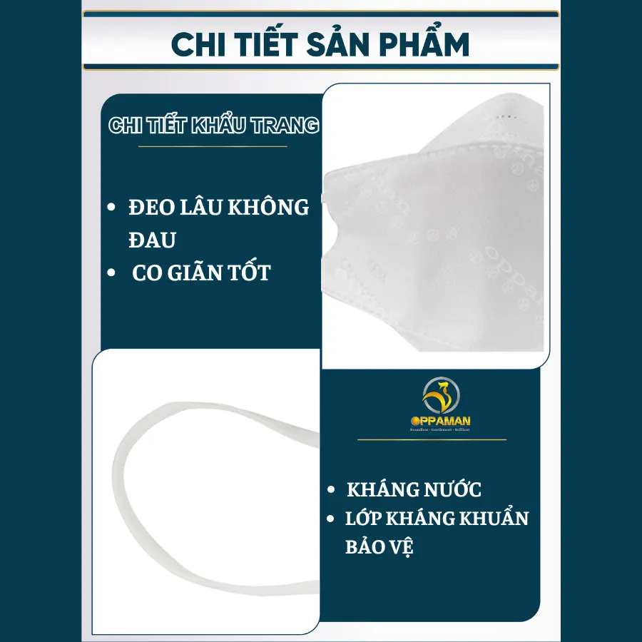 Ảnh Khẩu trang y tế 4 lớp sát khuẩn chống tia uv chống nắng bụi mịn màu trắng OKT11 OPPAMAN 4