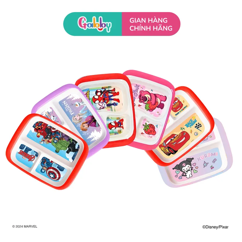 Ảnh Khay Ăn Cơm Cho Bé Gabby Hình Nhân Vật Disney Đáng Yêu 3 Ngăn, Khay Ăn Dặm Cho Bé Chất Liệu Nhựa Melamine Cao Cấp 2