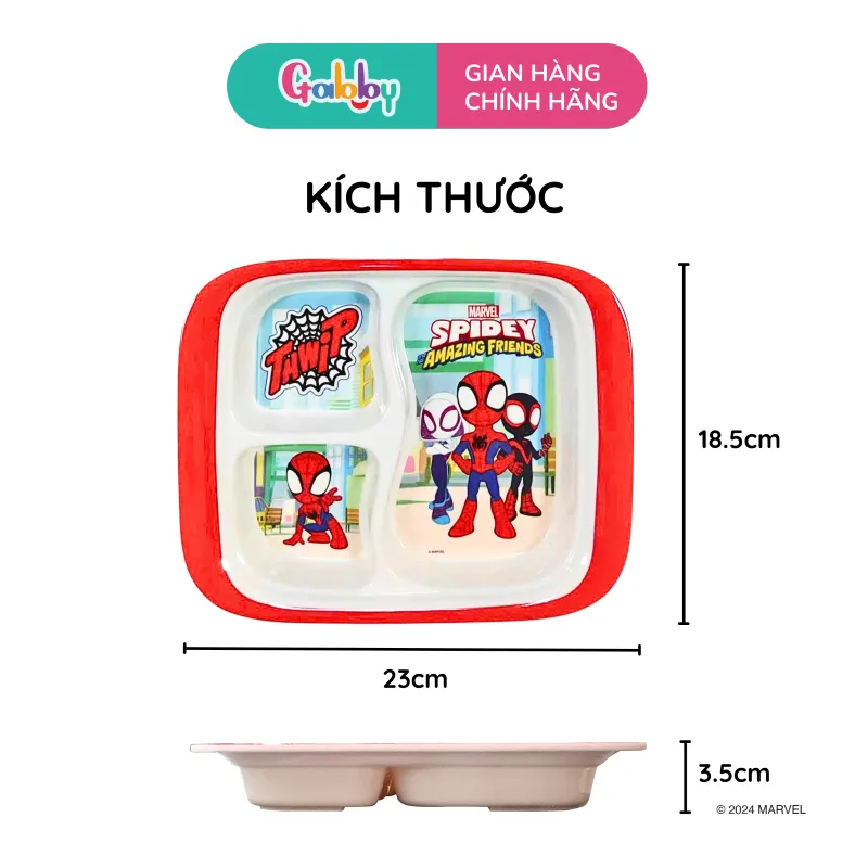 Ảnh Khay Ăn Cơm Cho Bé Gabby Hình Nhân Vật Disney Đáng Yêu 3 Ngăn, Khay Ăn Dặm Cho Bé Chất Liệu Nhựa Melamine Cao Cấp 4