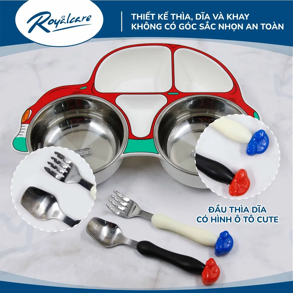 Ảnh Khay ăn dặm cho bé bằng Inox cao cấp Royalcare phù hợp ăn BLW, ăn dặm kiểu Nhật và truyền thống 4