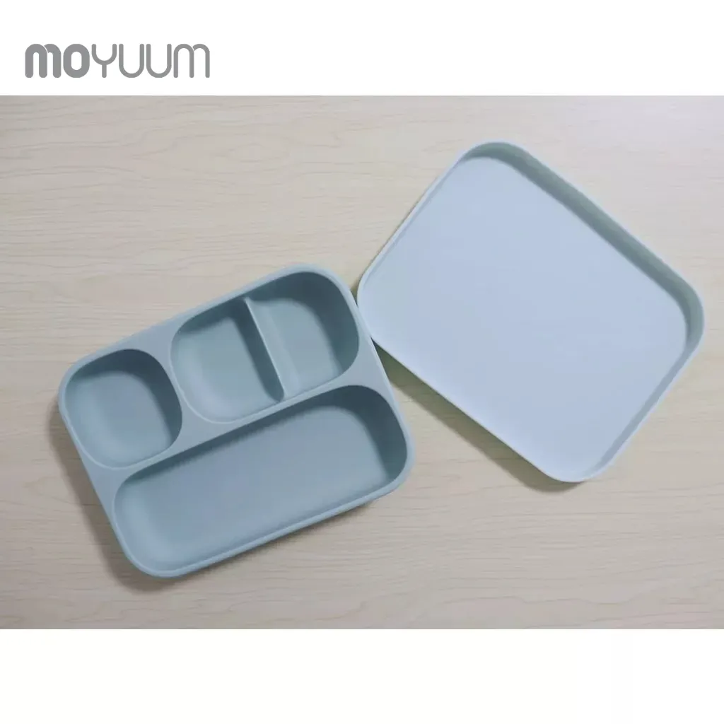 Ảnh Khay ăn dặm MOYUUM Silicone cao cấp cho bé từ 6m có nắp đậy/ đế hít 4