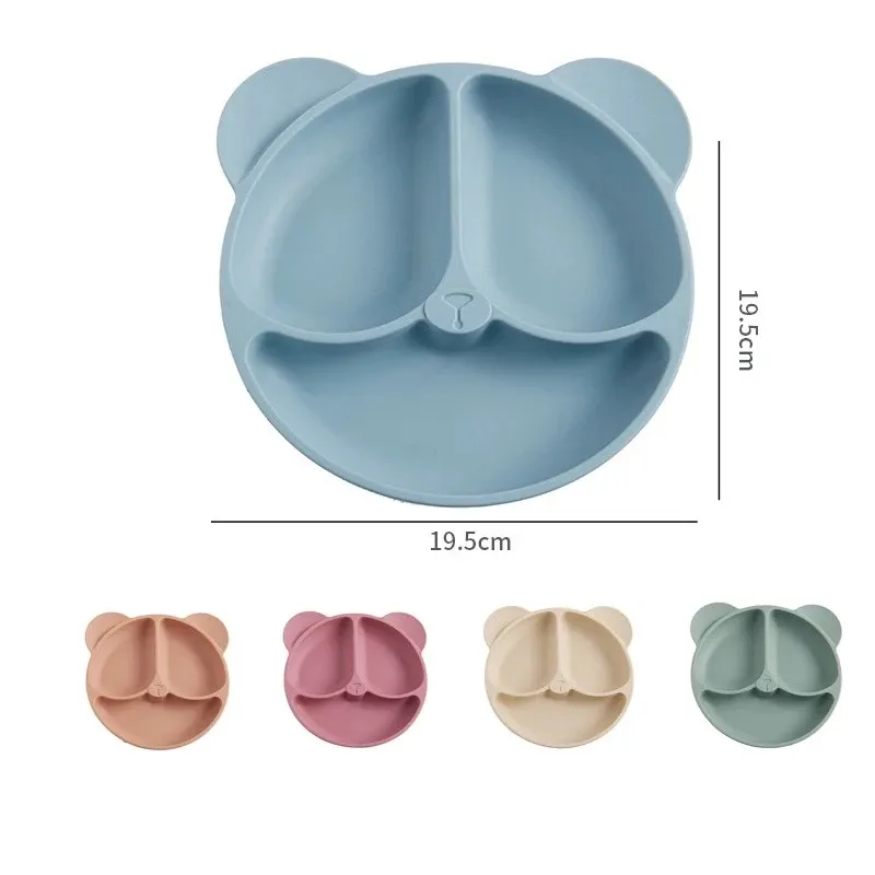 Ảnh Khay Ăn Dặm Silicon KidsWorld Có Đế Hít Chống Đổ Hình Gấu 3 Ngăn Cho Bé ăn dặm có thể tiệt trùng 4