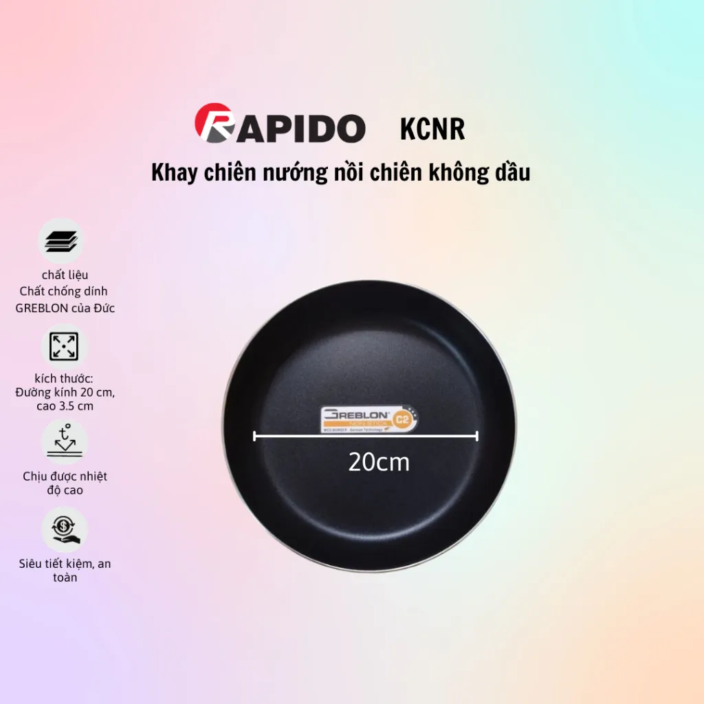 Ảnh Khay lót chiên nướng Rapido men ceramic chống dính Rapido - 100% chính hãng 1