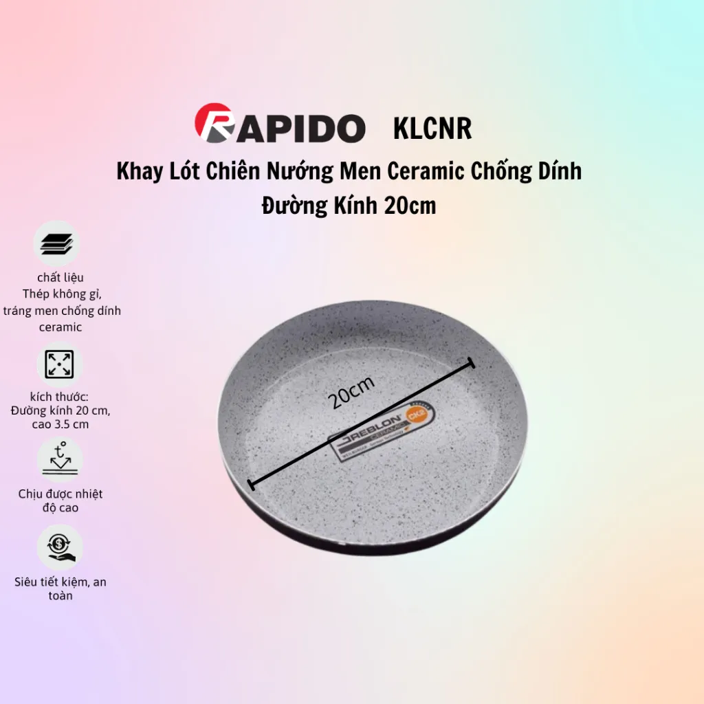 Ảnh Khay lót chiên nướng Rapido men ceramic chống dính Rapido - 100% chính hãng 2