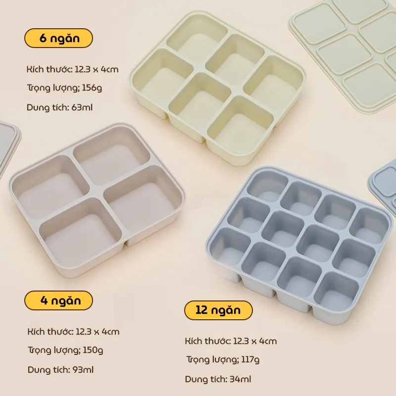 Ảnh Khay Silicone Trữ Đông Đồ Ăn Dặm KidsWorld Mommy Hộp Trữ Thức Ăn Cho Bé, Hộp Đựng Thực Phẩm 2