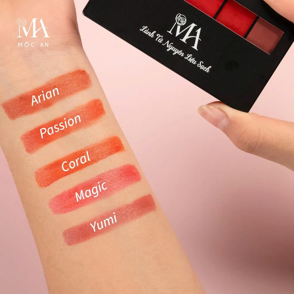 Ảnh Khay Son Lì Hoa Mai Mộc An 5 Màu Tiết Kiệm, Không Chứa Chì, Dưỡng Môi Mềm Mịn 9g 2