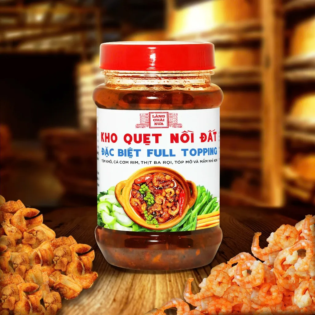 Ảnh Kho quẹt nồi đất Làng Chài Xưa thơm ngon đặc biệt full topping tôm khô, cá cơm rim, thịt ba rọi, tốp mỡ mắm nhỉ hủ 250g 4