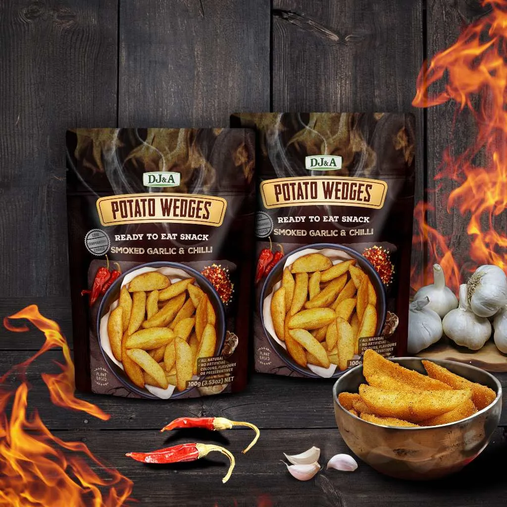 Ảnh Khoai Tây Sấy Giòn Ít Béo Vị Tỏi Ớt 100g DJ&A - Thích hợp ăn chay - Garlic & Chilli Potato Wedges - Giảm Cân Ăn Được 1