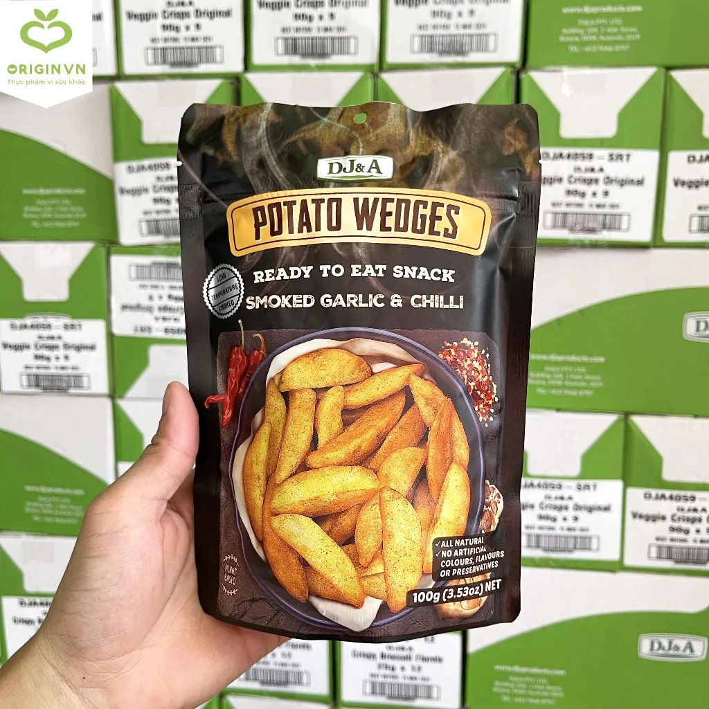 Ảnh Khoai Tây Sấy Giòn Ít Béo Vị Tỏi Ớt 100g DJ&A - Thích hợp ăn chay - Garlic & Chilli Potato Wedges - Giảm Cân Ăn Được 2