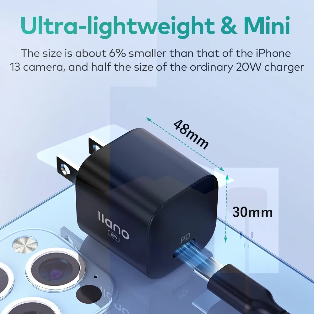 Ảnh Khối sạc Llano USB C Bộ sạc 20W 3.0 Bộ sạc nhanh nhỏ gọn cho dòng iPhone, Galaxy, Pixel 4 / 3, iPad 1