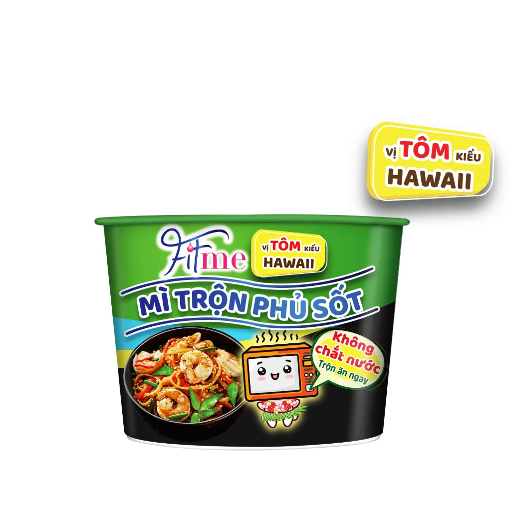 Ảnh KHÔNG CHẮT NƯỚC - Mì Trộn Phủ Sốt Fitme Vị Tôm Kiểu Hawaii Thùng 12 tô 110gr/ Tô 3