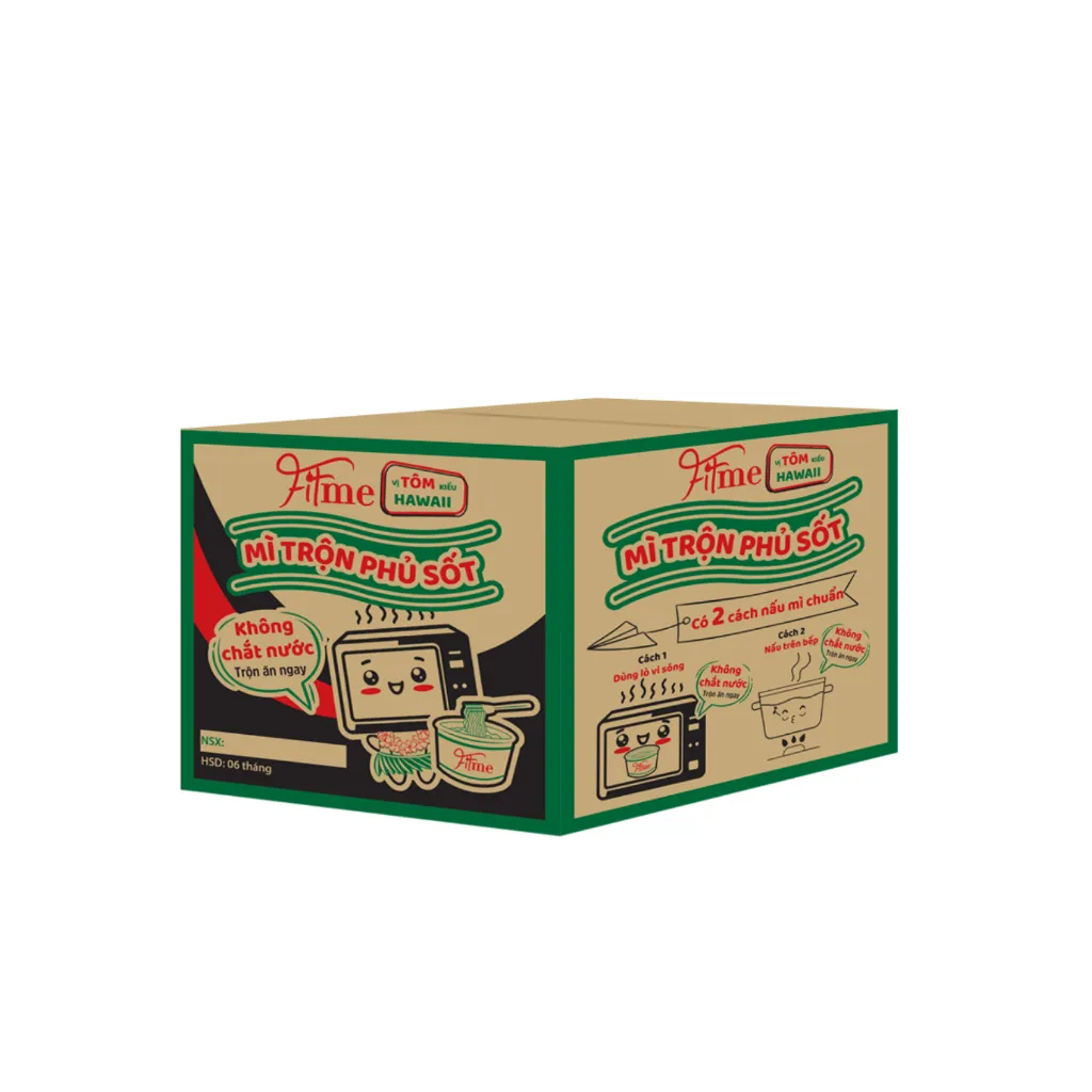Ảnh KHÔNG CHẮT NƯỚC - Mì Trộn Phủ Sốt Fitme Vị Tôm Kiểu Hawaii Thùng 12 tô 110gr/ Tô 4