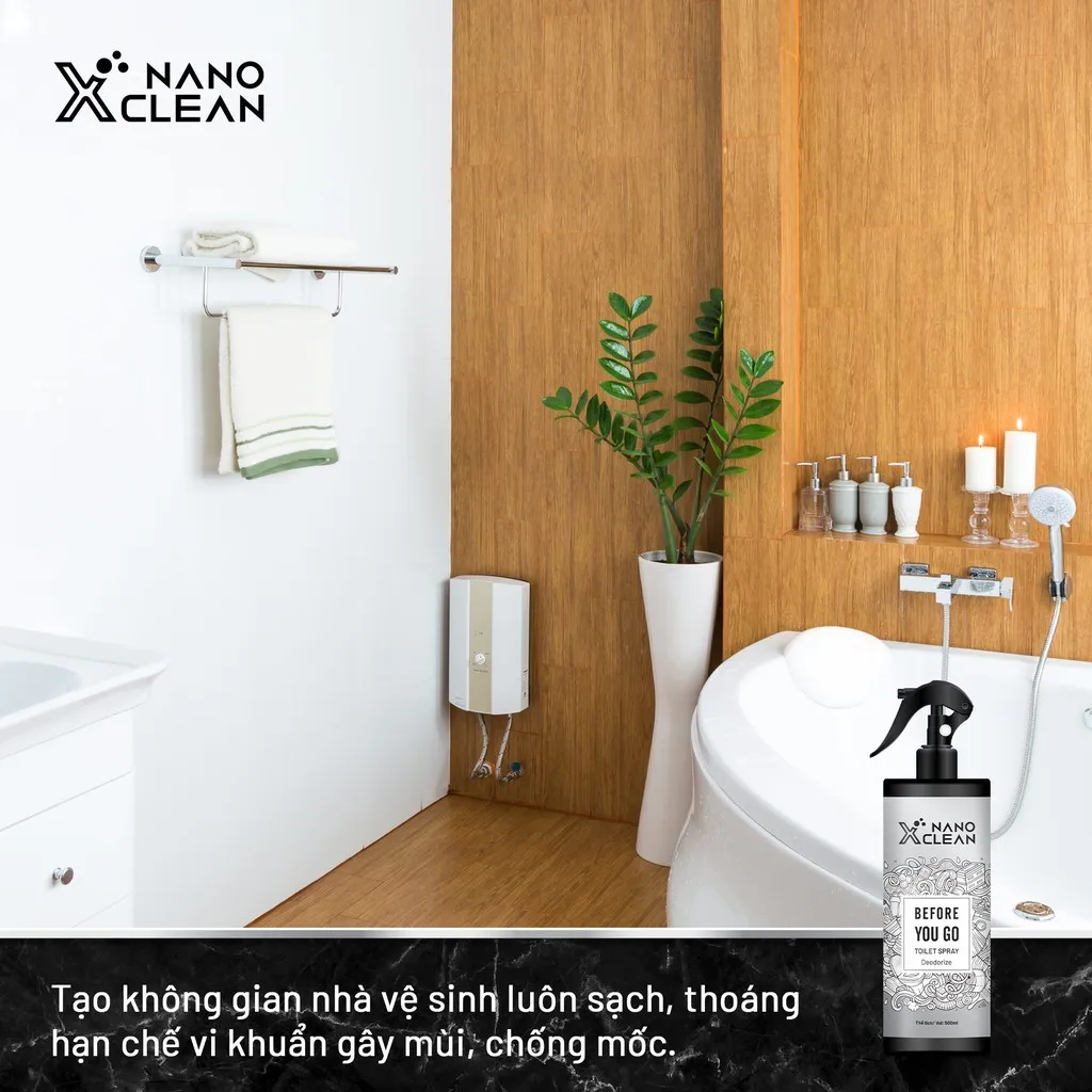 Ảnh Khử mùi toilet nhà vệ sinh nano bạc Nano Xclean - khử mùi khó chịu, mùi khói thuốc, ẩm mốc nhà vệ sinh 500ML 2