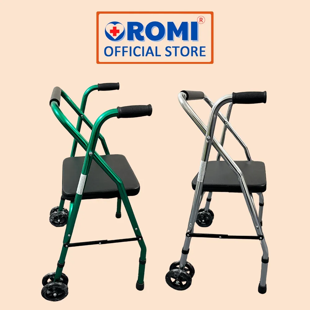 Ảnh Khung tập đi có ghế ngồi OROMI KHU-06A/ALWK006A - Bánh xe to, khung nhôm 1