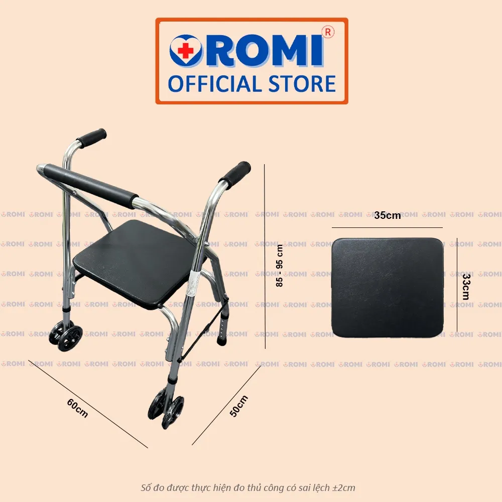 Ảnh Khung tập đi có ghế ngồi OROMI KHU-06A/ALWK006A - Bánh xe to, khung nhôm 3