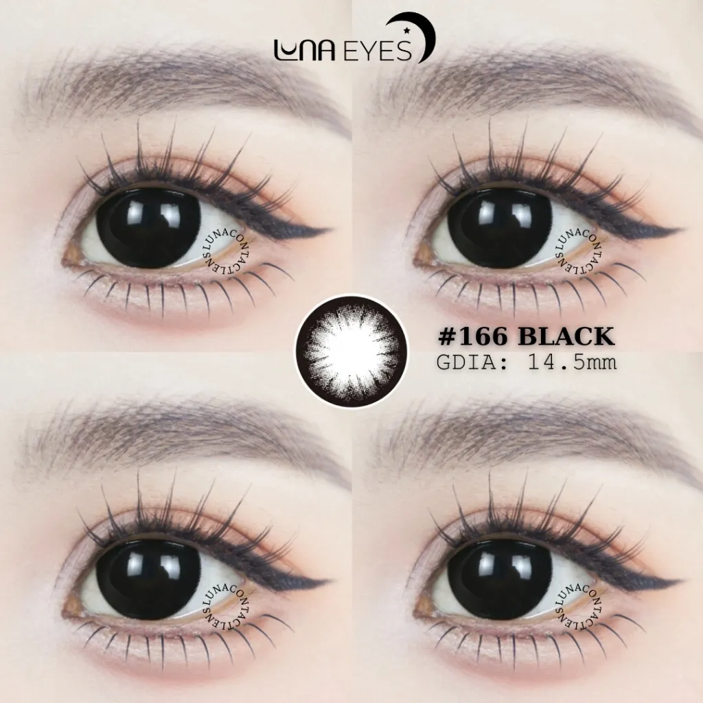 Ảnh Kính áp tròng LUNA EYES 166 BLACK - Lens size to 2