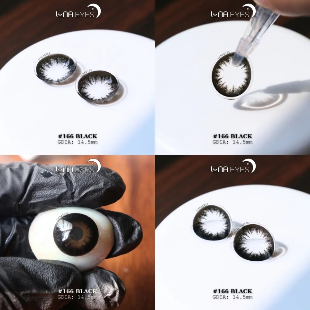 Ảnh Kính áp tròng LUNA EYES 166 BLACK - Lens size to 3