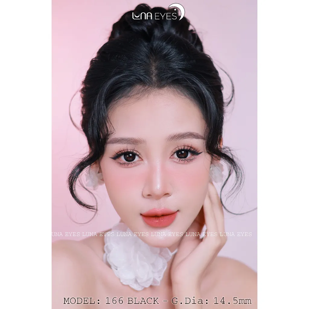 Ảnh Kính áp tròng LUNA EYES 166 BLACK - Lens size to 4