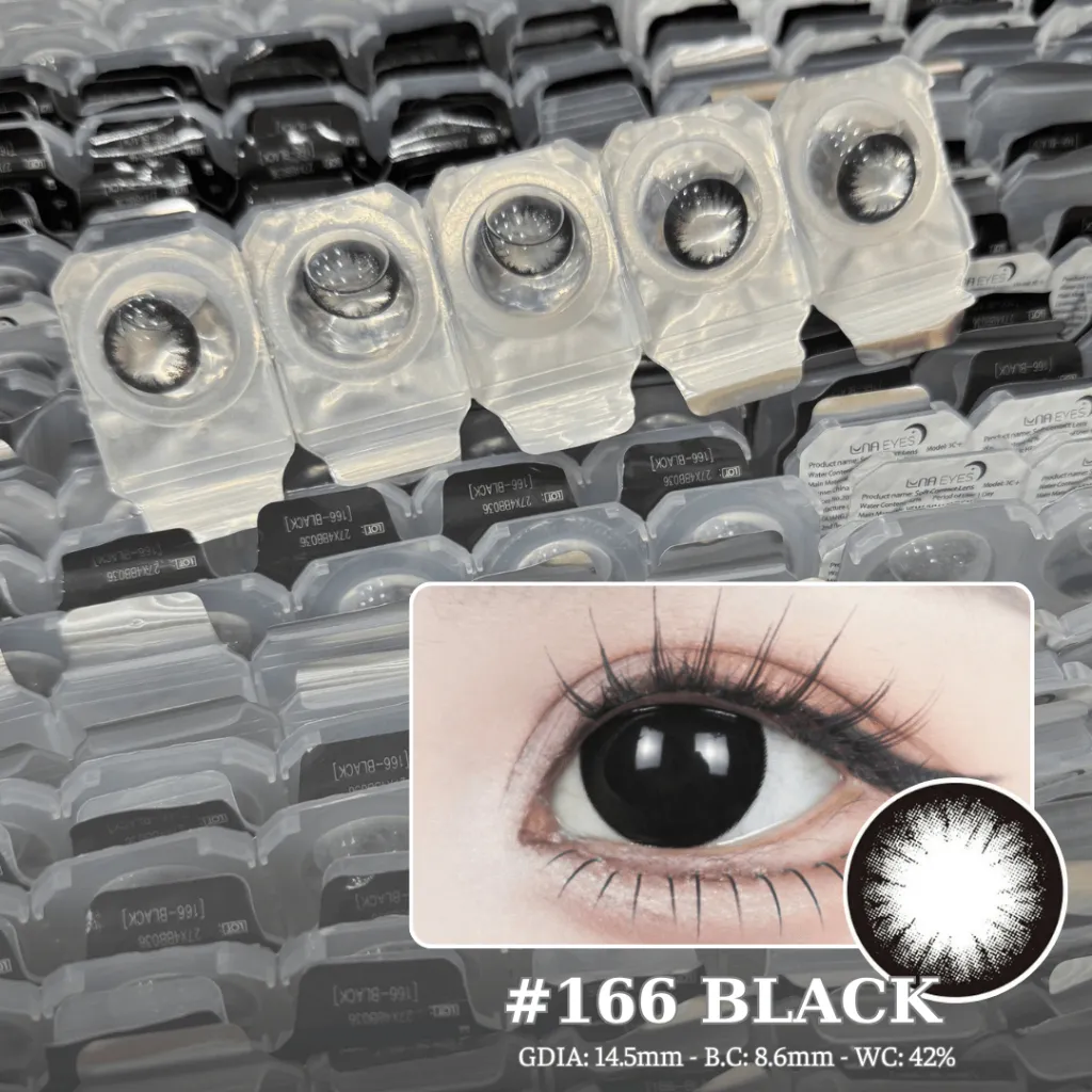 Ảnh Kính áp tròng LUNA EYES 166 Black size to - lens 1 ngày 1