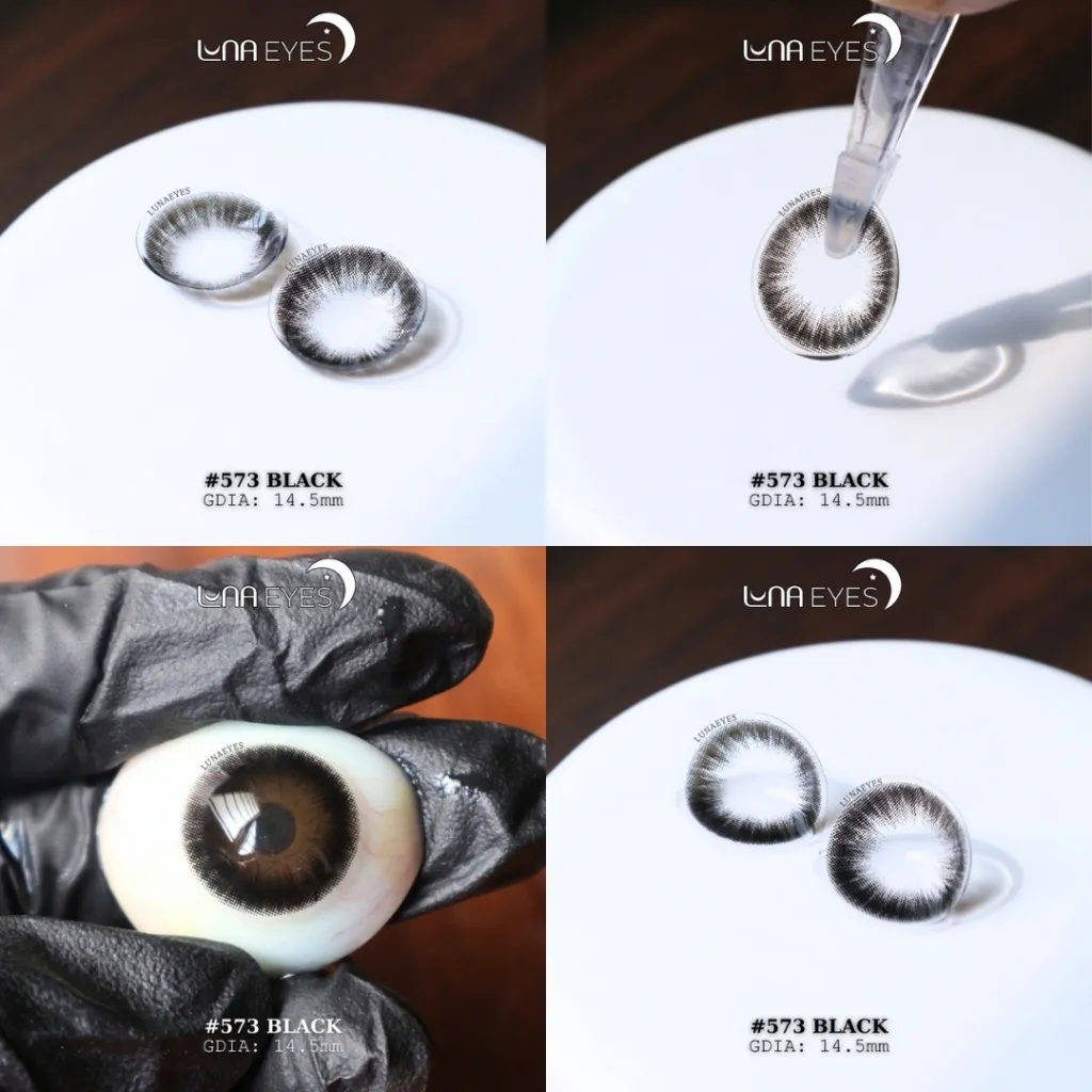 Ảnh Kính áp tròng LUNA EYES 573 BLACK - Lens size to 2