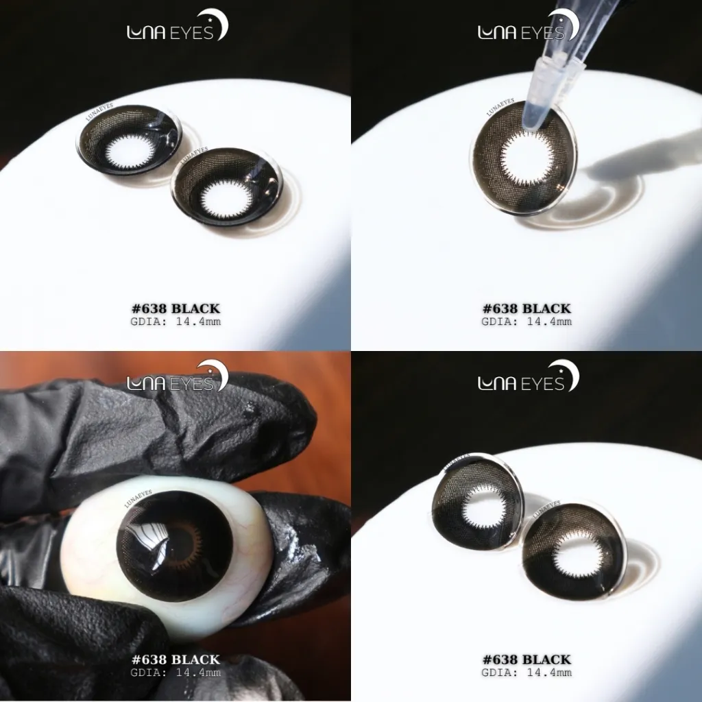 Ảnh Kính áp tròng LUNA EYES 638 BLACK - Lens size to 2