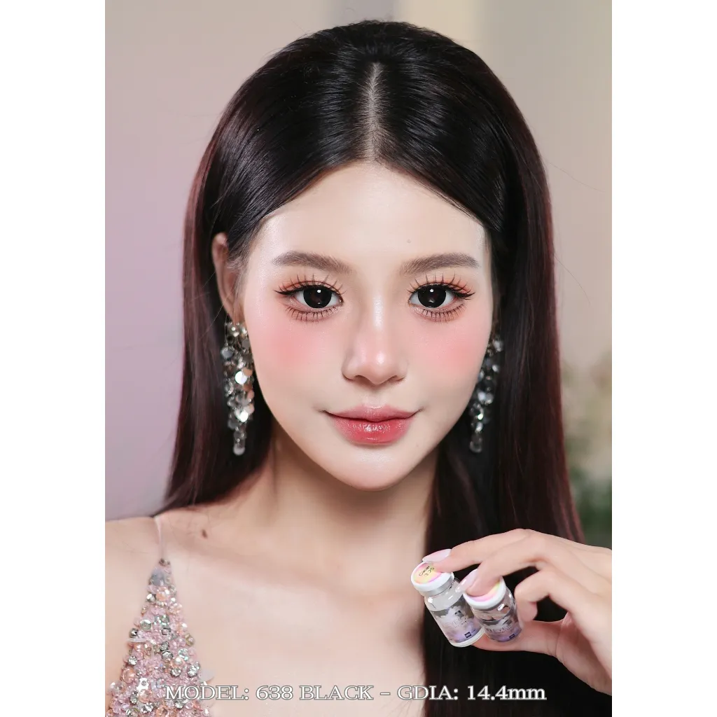Ảnh Kính áp tròng LUNA EYES 638 BLACK - Lens size to 3