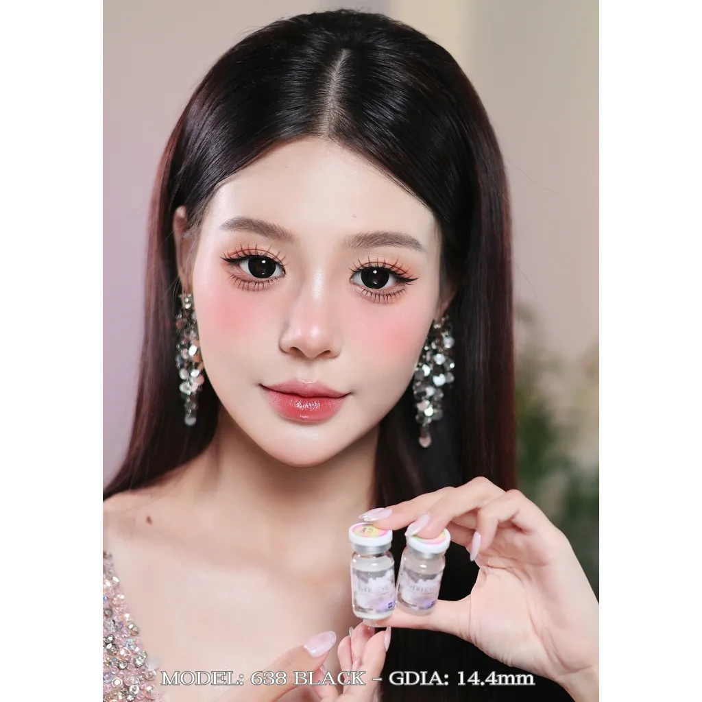 Ảnh Kính áp tròng LUNA EYES 638 BLACK - Lens size to 4