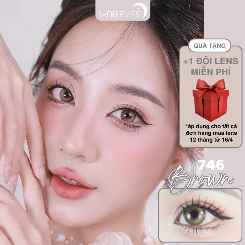 Ảnh Kính áp tròng LUNA EYES 746 BROWN - Lens size to 1