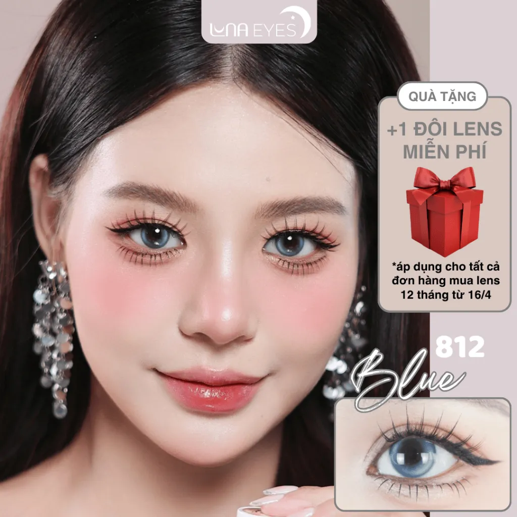 Ảnh Kính áp tròng LUNA EYES 812 BLUE - Lens size nhỏ 1