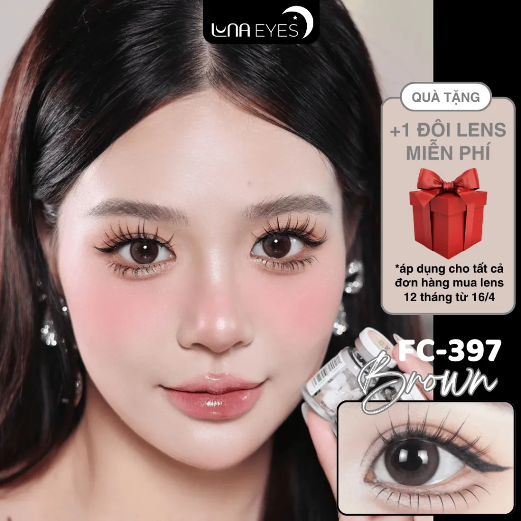 Ảnh Kính áp tròng LUNA EYES FC-397 BROWN - Lens size vừa 1