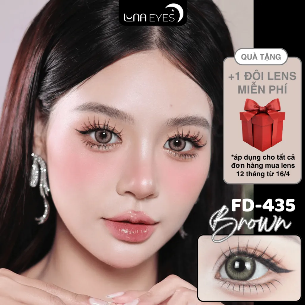 Ảnh Kính áp tròng LUNA EYES FD-435 BROWN - Lens size to 1