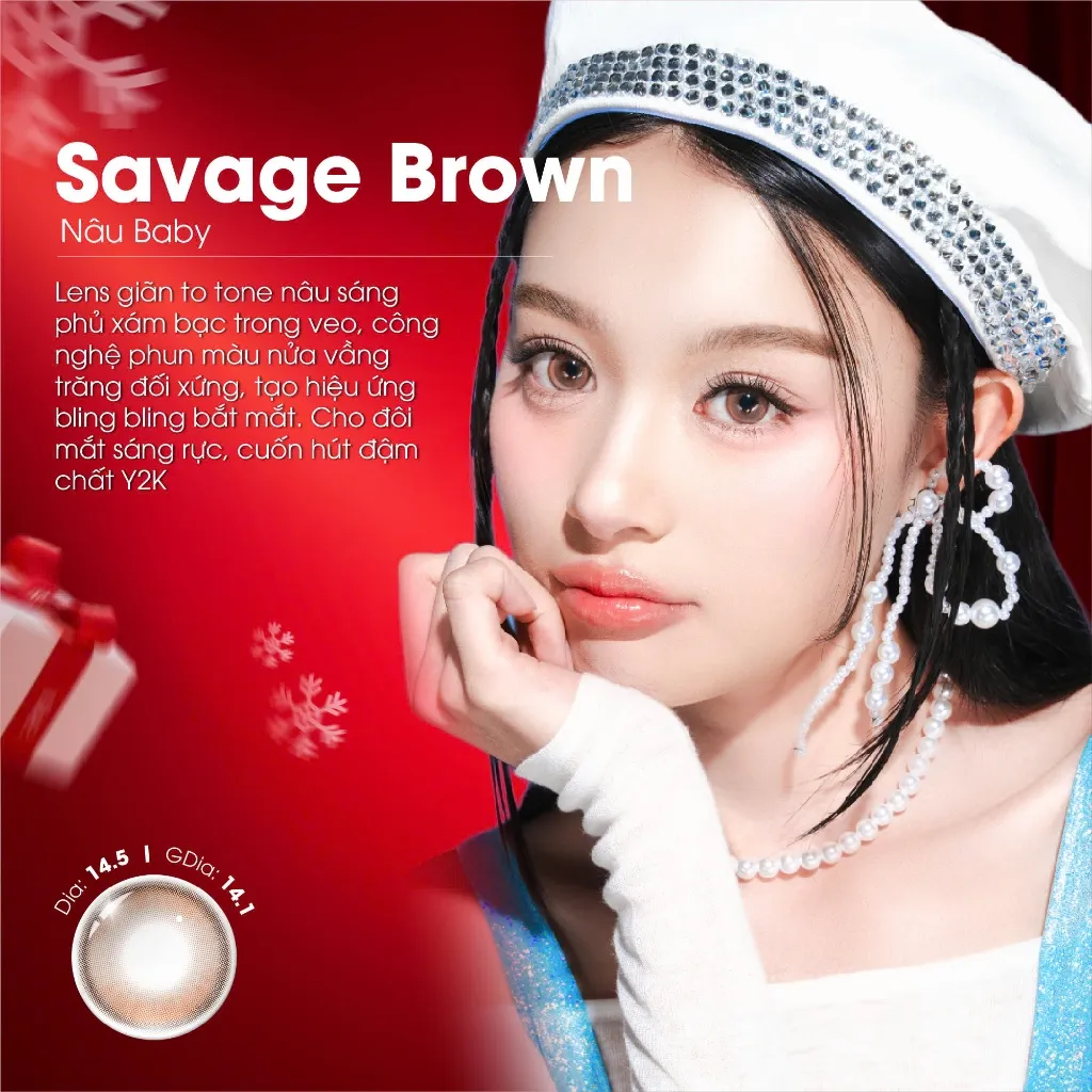 Ảnh Kính áp tròng VIVIMOON EYECONIC lens cận cho mắt thở màu nâu baby Savage Brown, giãn tròng to 14.5mm hạn sử dụng 6 tháng 2