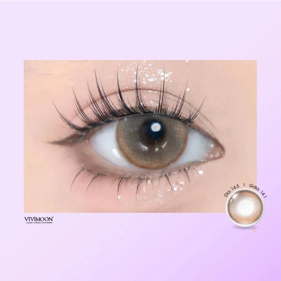 Ảnh Kính áp tròng VIVIMOON EYECONIC lens cận cho mắt thở màu nâu baby Savage Brown, giãn tròng to 14.5mm hạn sử dụng 6 tháng 3