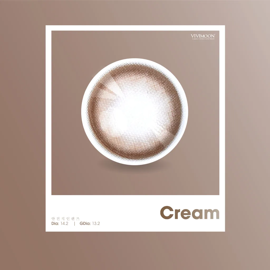 Ảnh Kính áp tròng VIVIMOON LENSPRESSO cận nâu tây cho mắt thở CREAM, lens 6 tháng (Giá 01 đôi) 2
