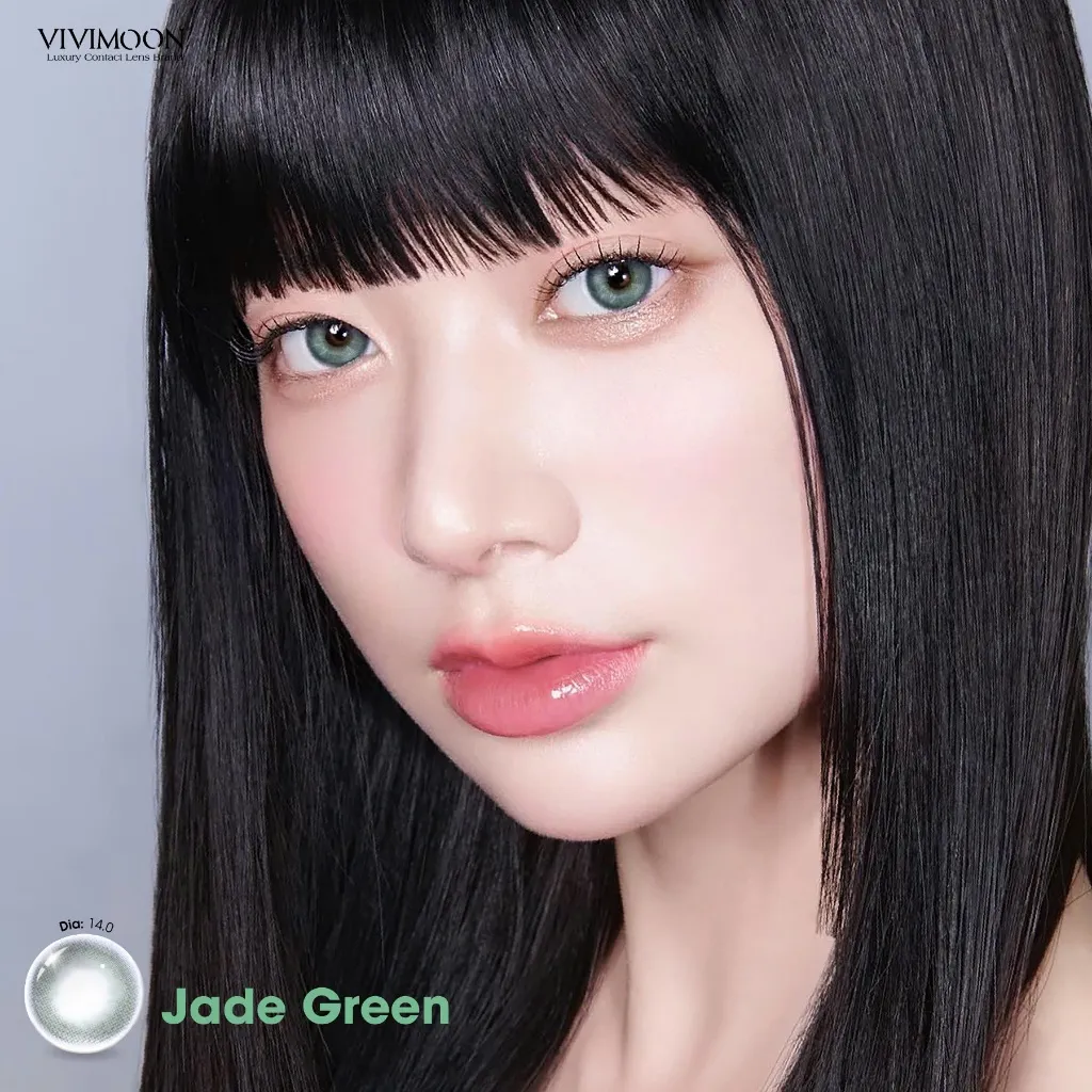 Ảnh Kính áp tròng VIVIMOON LENS 1 ngày màu xanh lá ánh xám bạc Jade Green (Giá 01 chiếc) 2