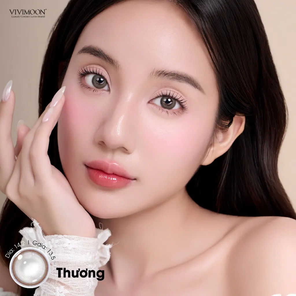 Ảnh Kính áp tròng VIVIMOON màu nâu THƯƠNG, lens cận cho mắt thở BST HÀM ÂN, hạn sử dụng 6 tháng độ cận 0-8 3
