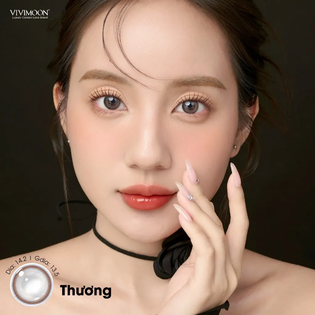 Ảnh Kính áp tròng VIVIMOON màu nâu THƯƠNG, lens cận cho mắt thở BST HÀM ÂN, hạn sử dụng 6 tháng độ cận 0-8 4